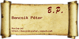 Bencsik Péter névjegykártya