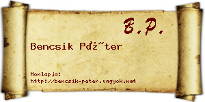 Bencsik Péter névjegykártya