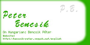 peter bencsik business card